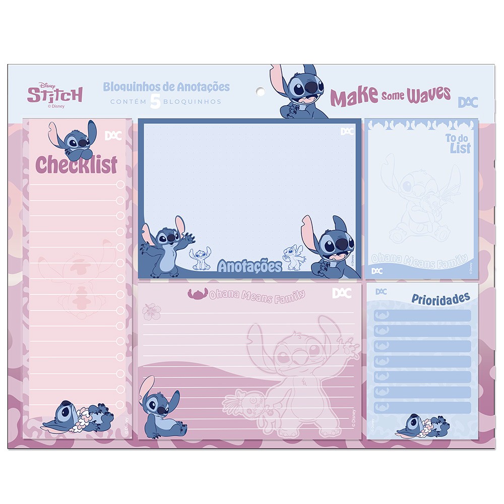 Bloco de Anotações Stitch - Kit com 5 modelos - 4663