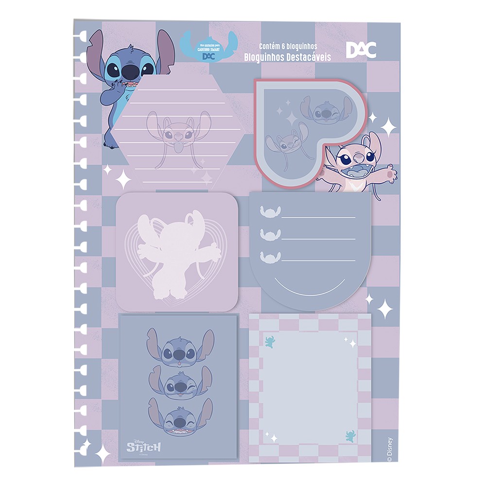 4071 Acessório para Caderno Smart Universitário Stitch - com 6 bloquinhos 