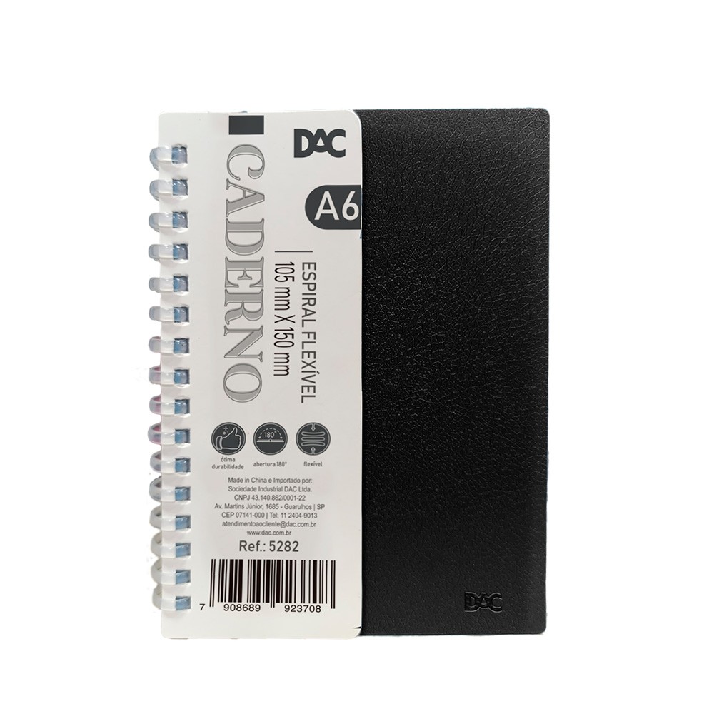 Caderno Espiral A6 Preto - 5282
