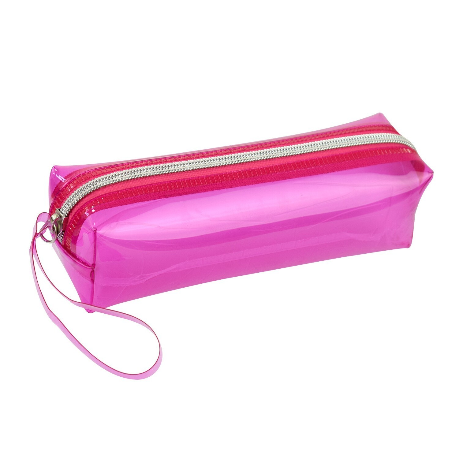 Estojo PVC Cristal com Alça Rosa - 4340PI