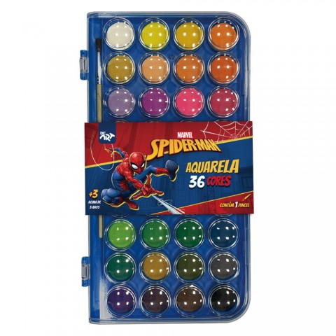 Paleta de Tinta Aquarela 36 Cores Homem Aranha - 4718